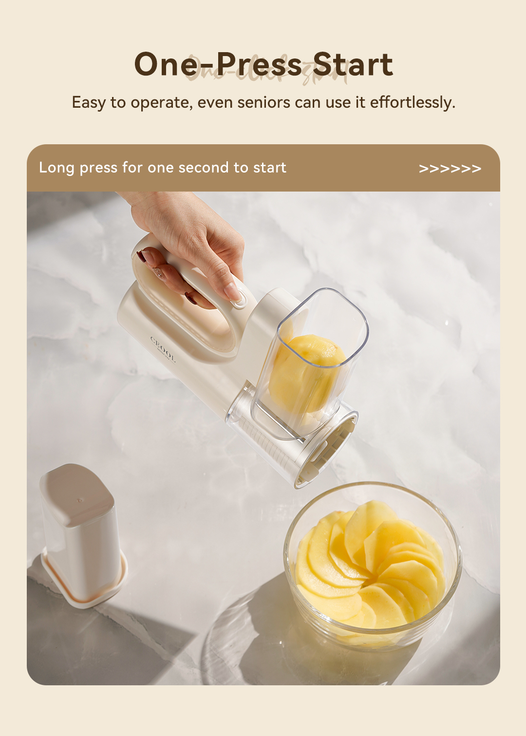 CEOOL QC301 one press start electric vegetable cutter, easy operation handheld food slicer, OEM ODM