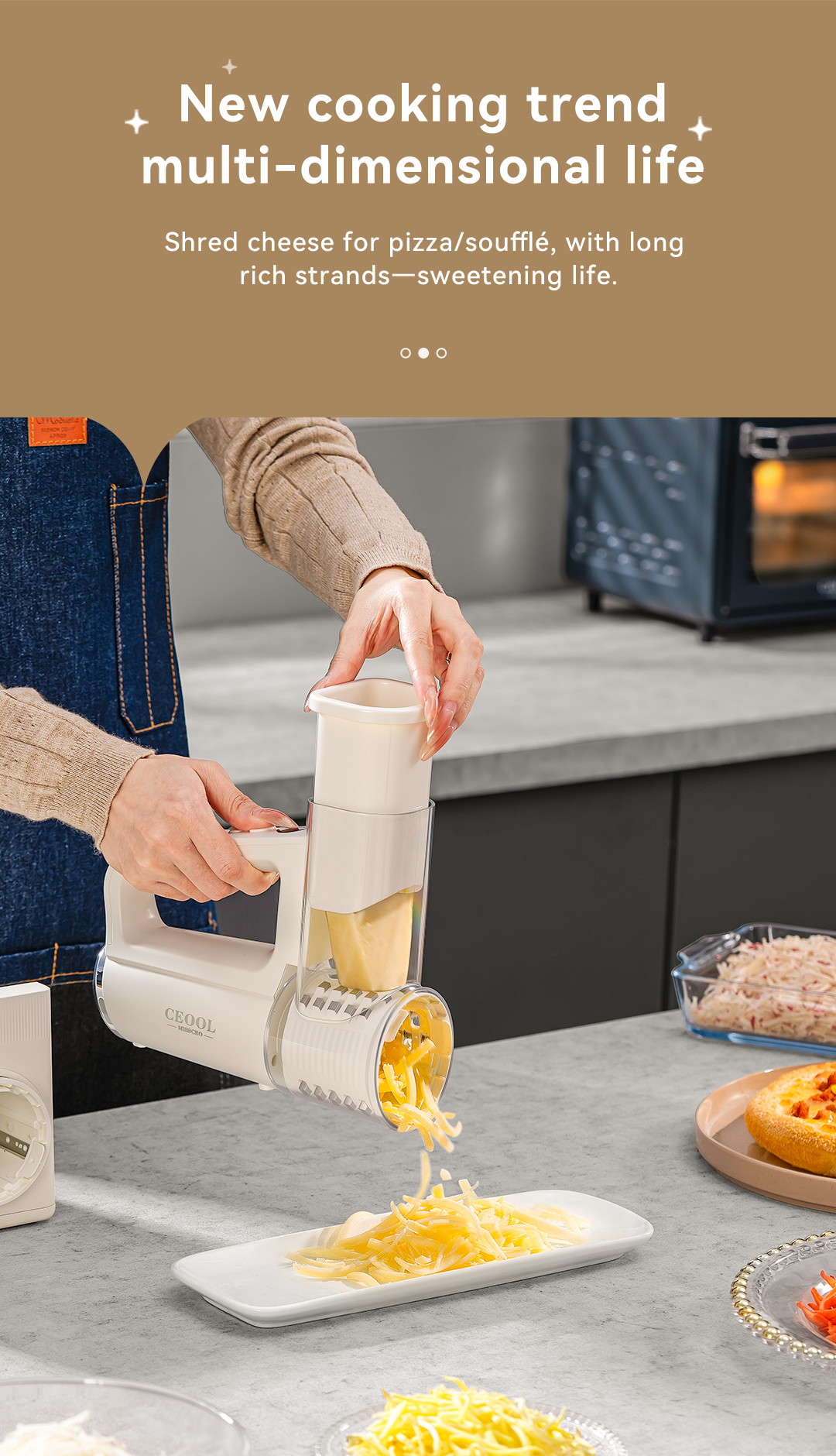 Ceool portable electric vegetable chopper shredding cheese for pizza