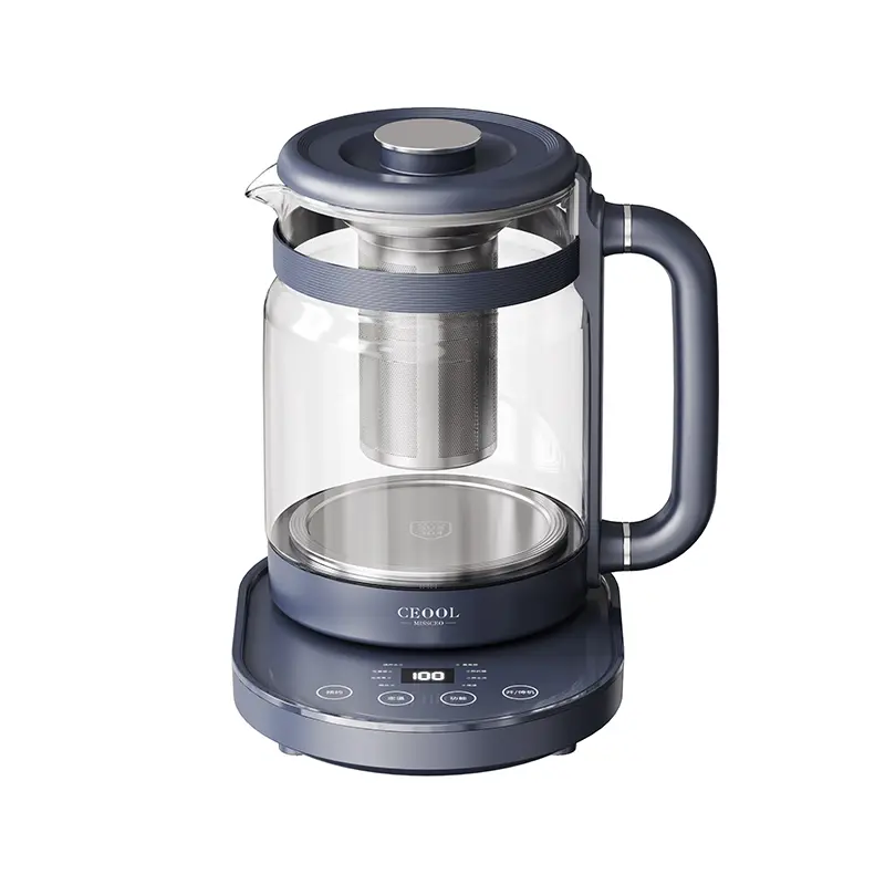 CEOOL BL009 navy blue multi purpose health pot, glass electric kettle with adjustable temperature