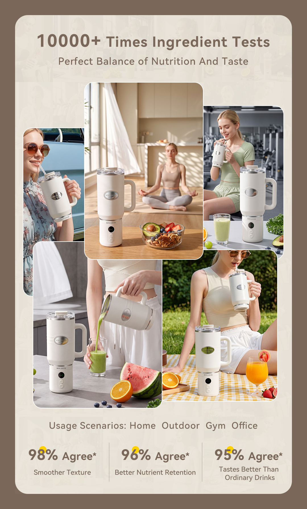 CEOOL FT833 portable juicer multi-scene test, home, outdoor, gym, office use, OEM ODM