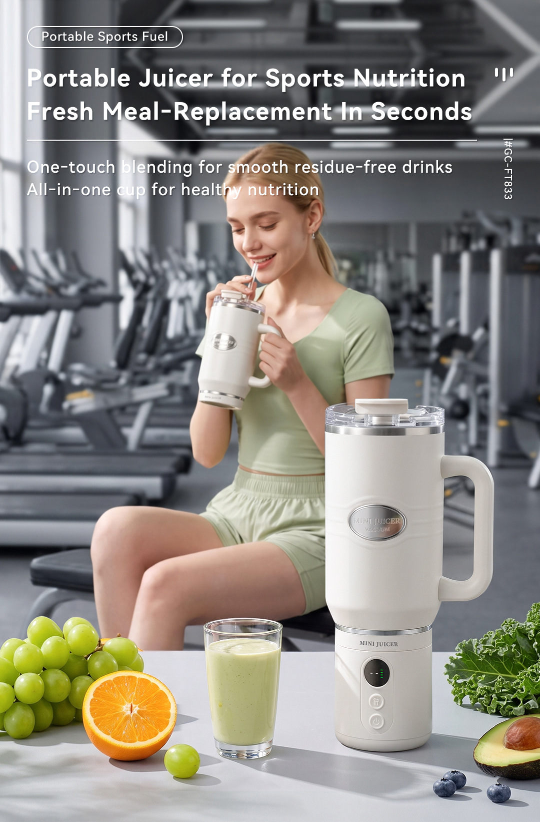 CEOOL FT833 portable juicer for gym sports, rechargeable blender cup OEM ODM