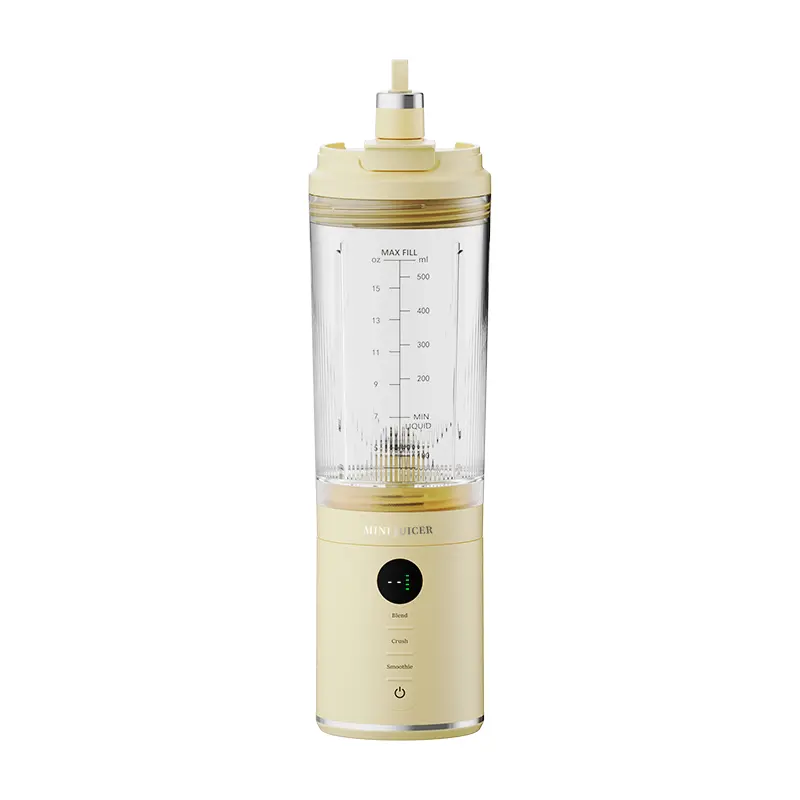 CEOOL FT612B 奶油黄便携榨汁机，120W 11.1V, 500ml USB 充电，支持 OEM/ODM 小型家电