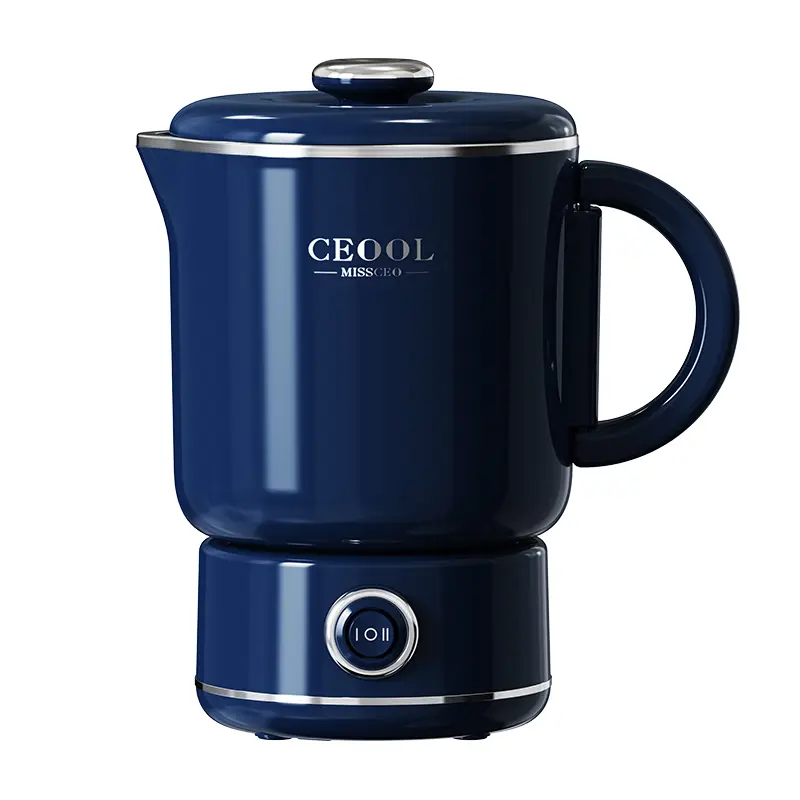 CEOOL SH951 portable travel electric kettle, navy blue hot water boiler, foldable handle & base for travel