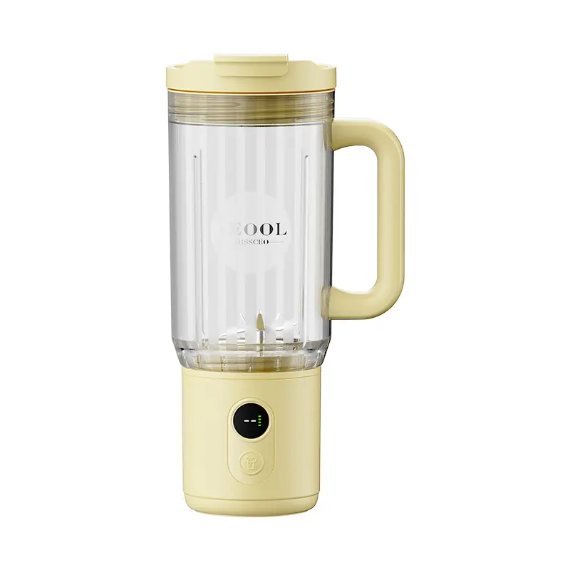 Yellow DP833B portable blender with transparent cup and handle