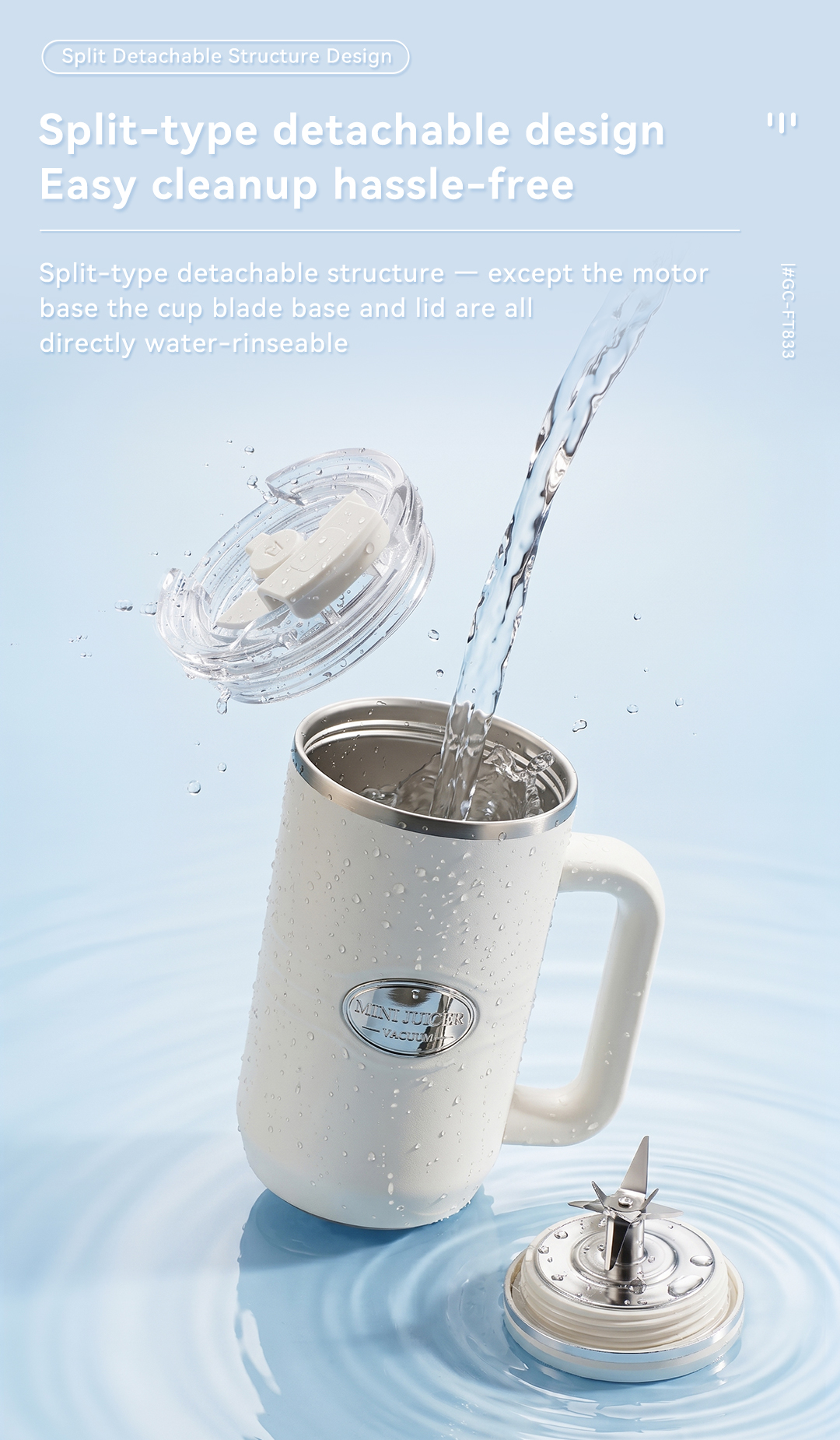CEOOL FT833 split detachable blender cup, easy water-rinsing clean design, OEM ODM