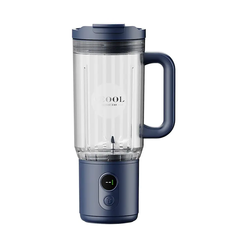 Navy blue DP833B portable blender with transparent cup and handle