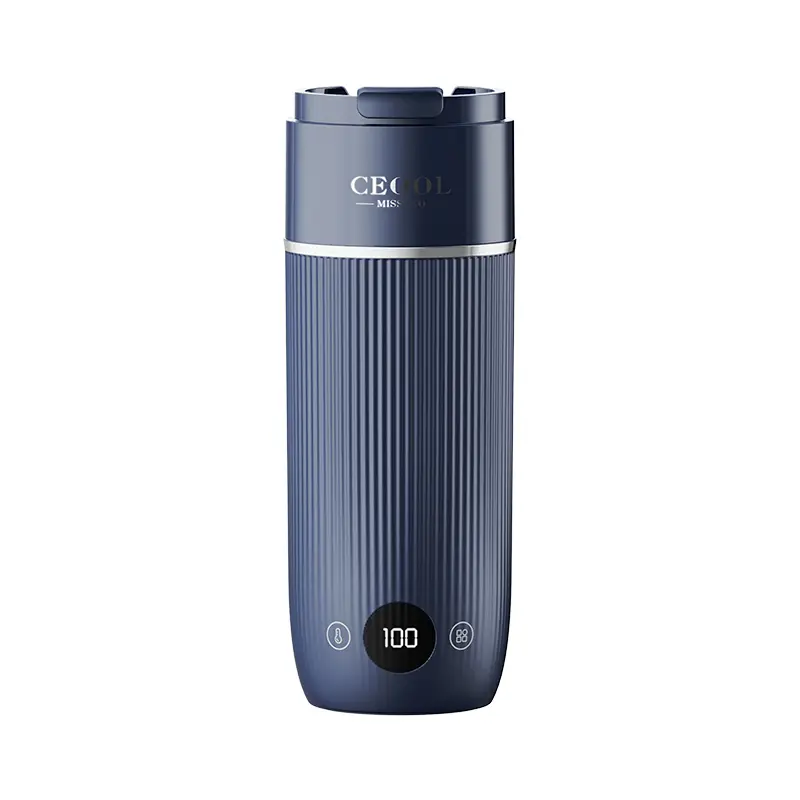 CEOOL CLS1501 navy blue portable boiling cup,450ml SUS304 liner,digital display travel kettle,OEM ODM small home appliance