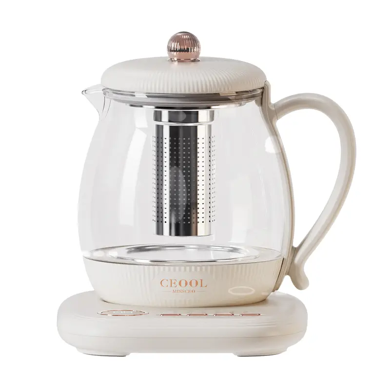 CEOOL GC-674 白色养生壶，800ml 玻璃电茶壶，配 SUS304 滤网，家用花草茶煮泡器