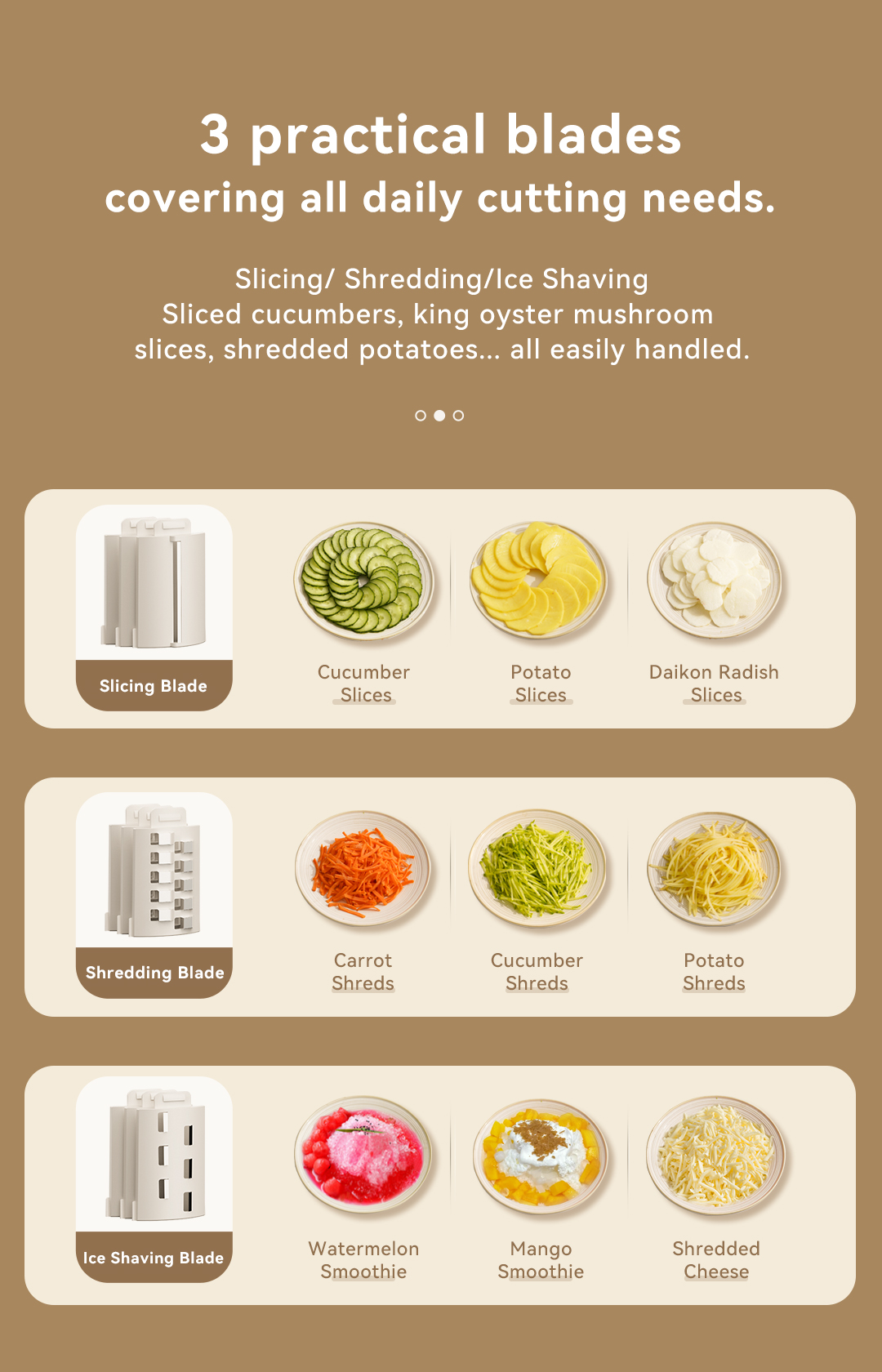 CEOOL QC301 3 practical blade system, slicing, shredding and ice shaving for daily cooking, OEM ODM