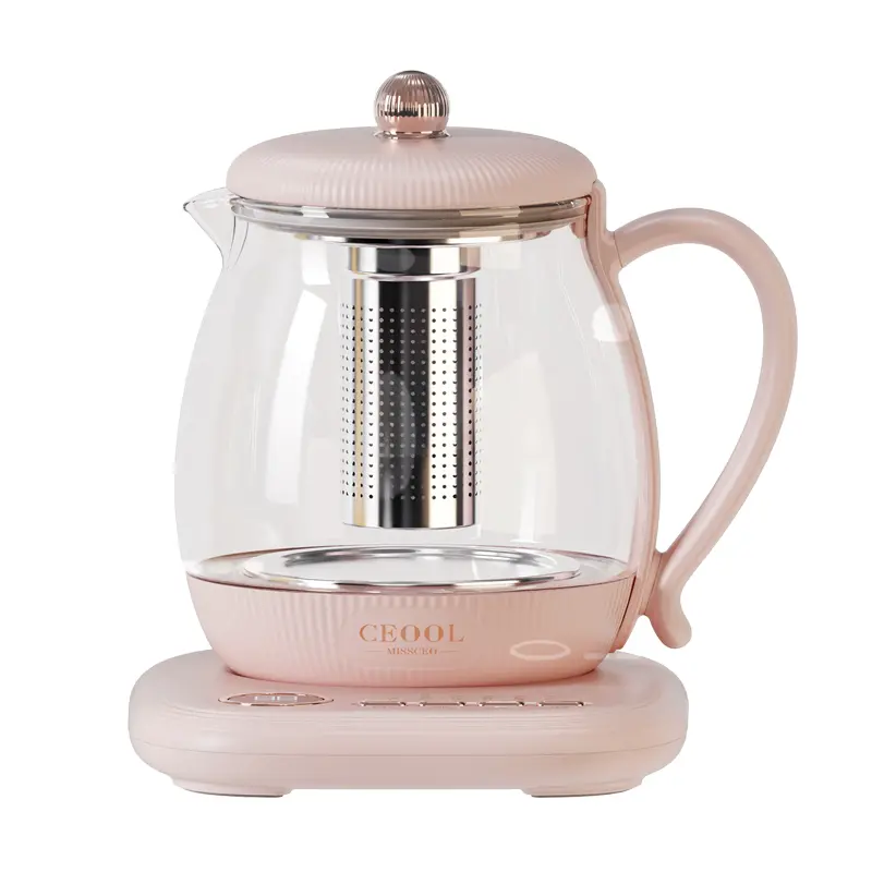 CEOOL GC-674 粉色养生壶，800ml 玻璃电茶壶配 SUS304 滤网，家用草本茶机