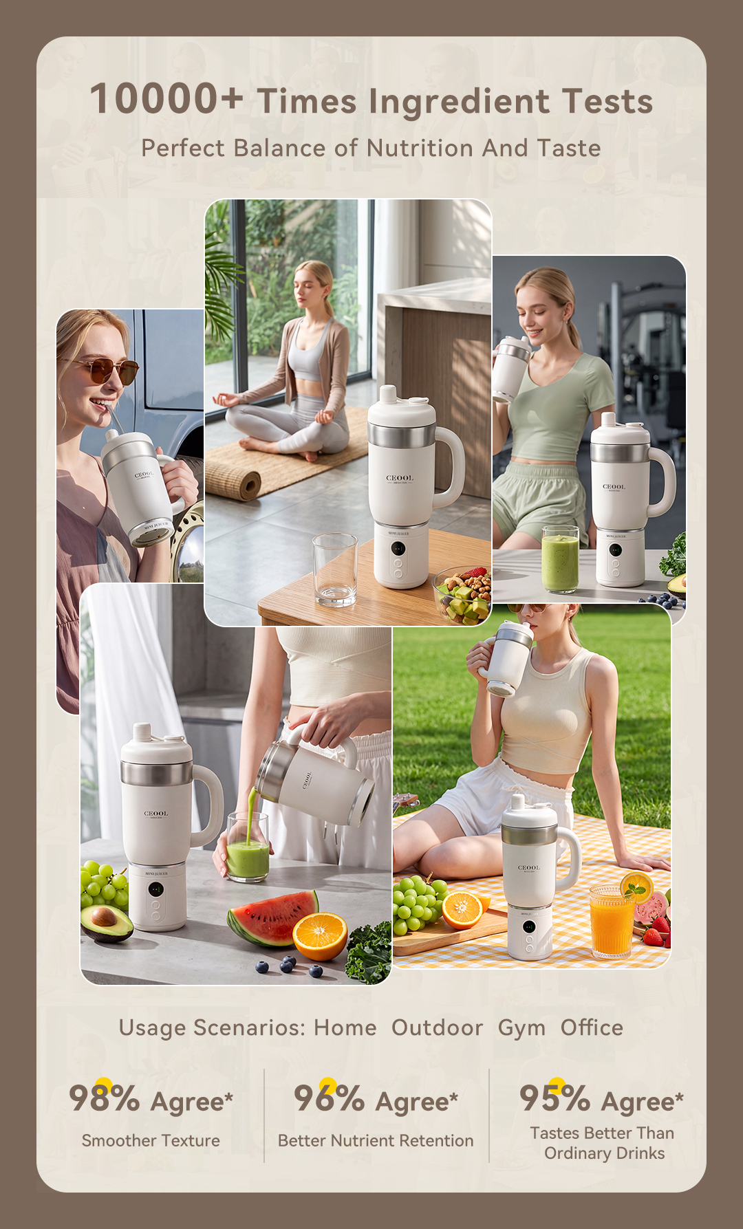 CEOOL GC-FT811 portable juicer multi usage scenarios, home gym outdoor office, OEM ODM