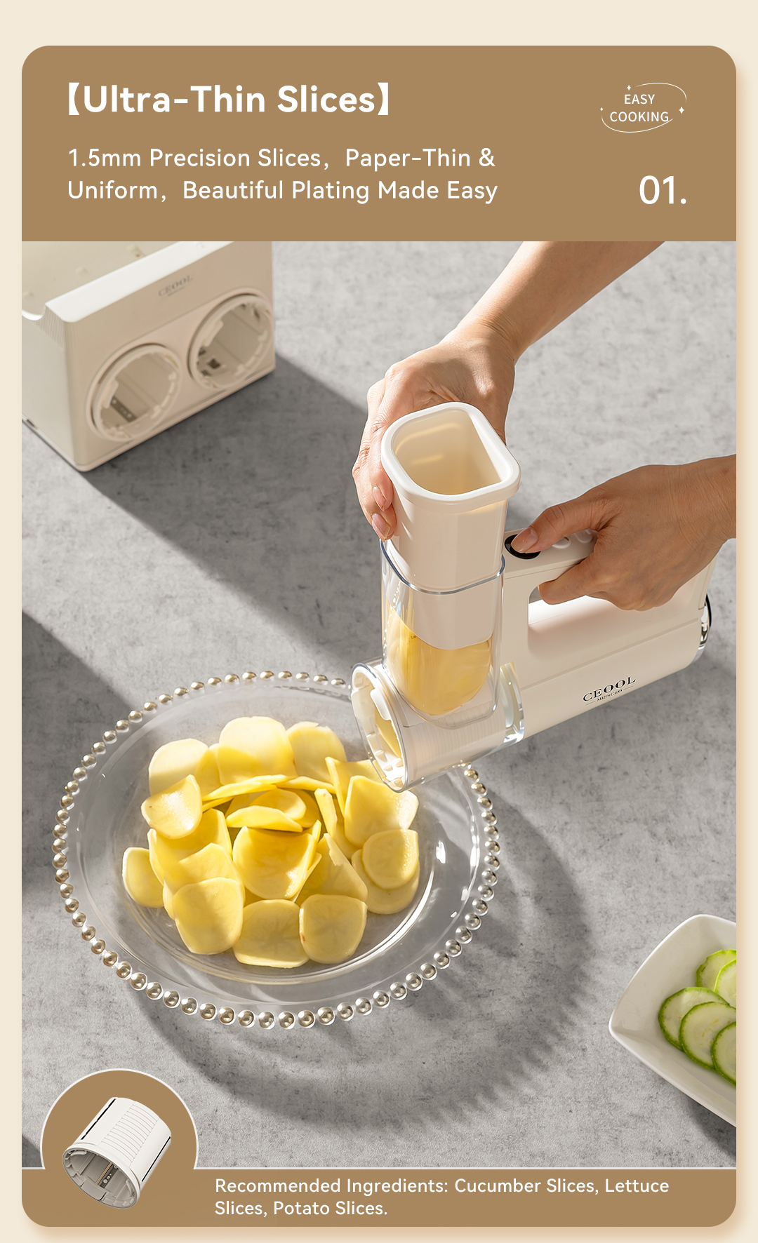 CEOOL QC303B vegetable chopper 1.5mm ultra thin potato slicing demo