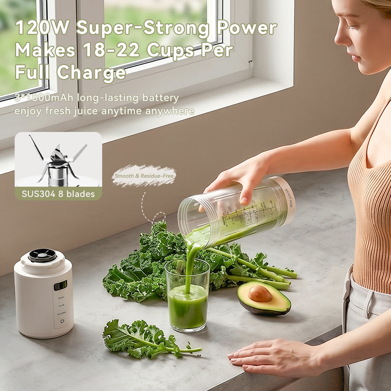 CEOOL FT611B 120W portable blender, SUS304 8 blades, powerful ice crushing, OEM ODM small appliance