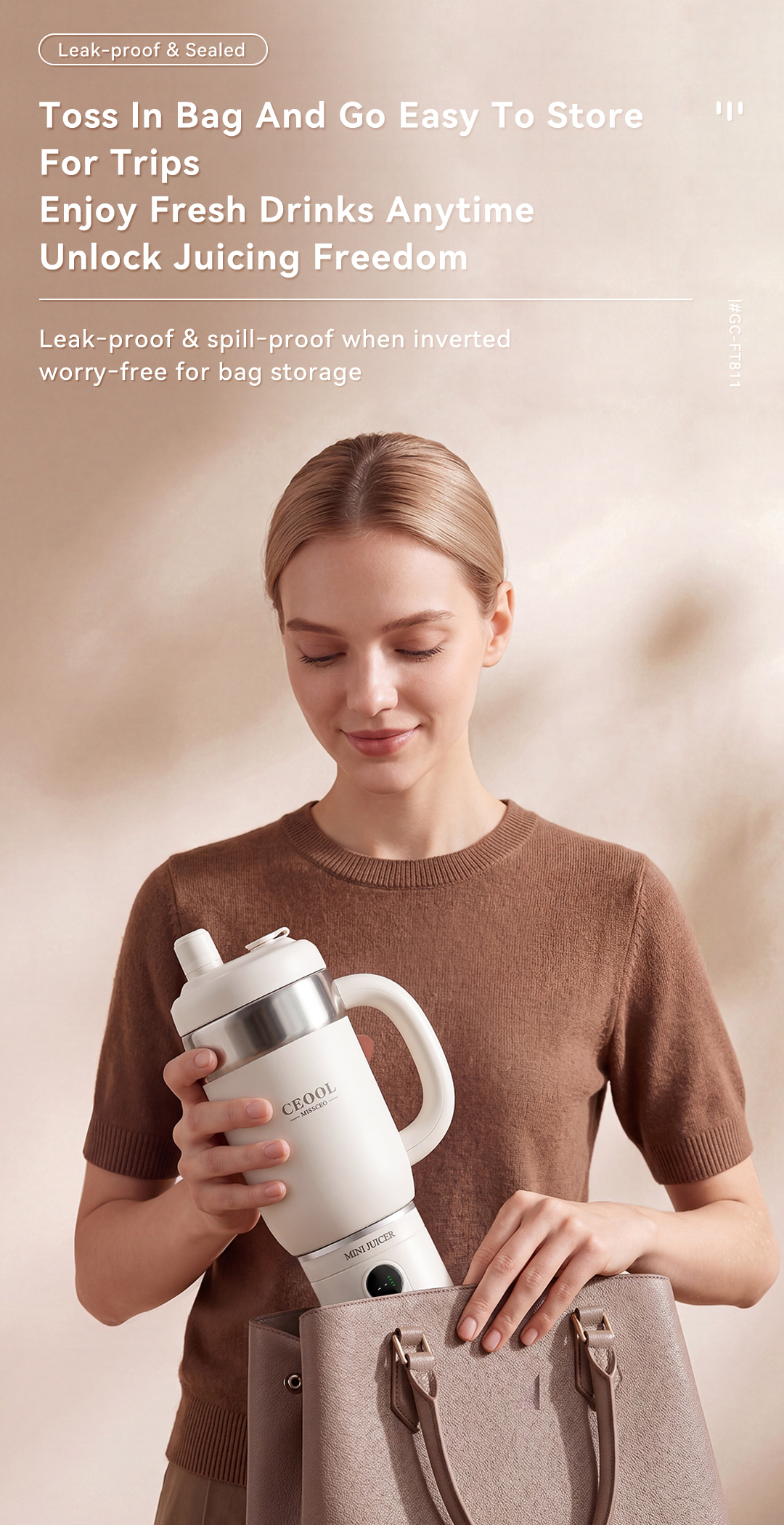 CEOOL GC-FT811 leakproof portable juicer cup for travel storage, OEM ODM small home appliance