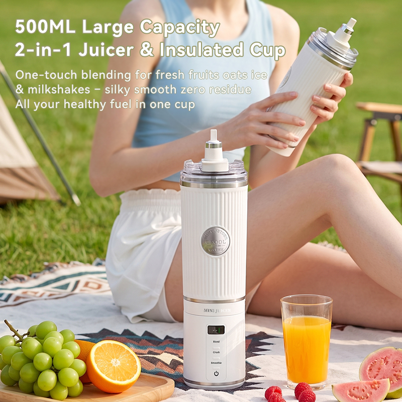 CEOOL FT611 500ml portable juicer cup, 2-in-1 insulated blender for outdoor travel, OEM ODM