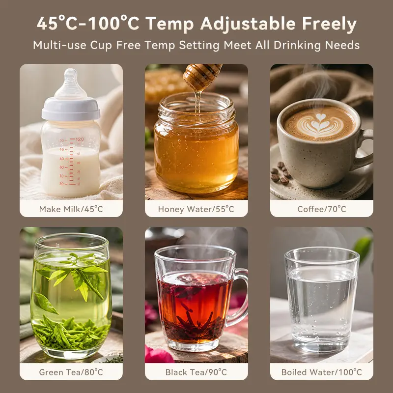 CEOOL CSL1501 portable travel heating cup,45-100℃ adjustable temp for milk coffee tea,OEM ODM small home appliance