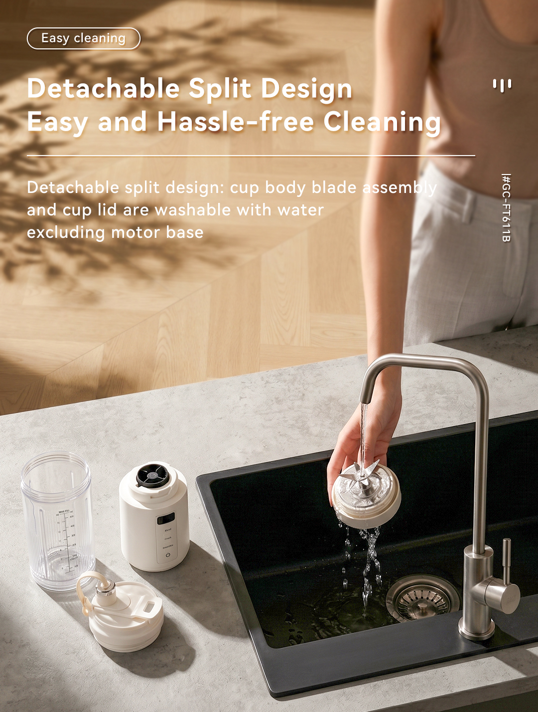 CEOOL GC-FT611B portable juicer detachable split design, easy to clean, wireless fruit blender OEM ODM service