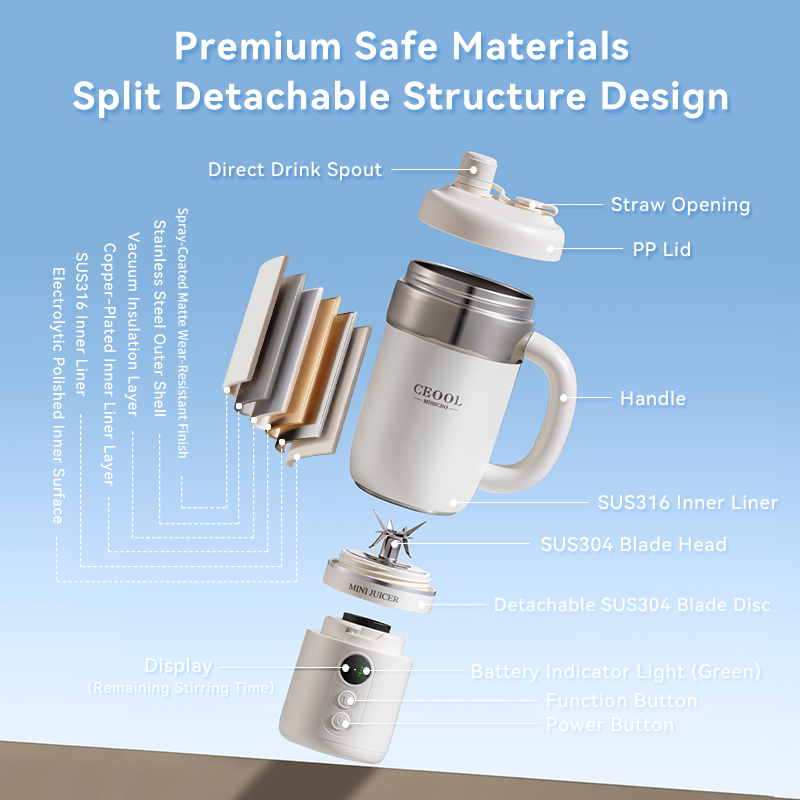 CEOOL FT811 portable blender, SUS316 liner & SUS304 blade, split detachable structure, OEM