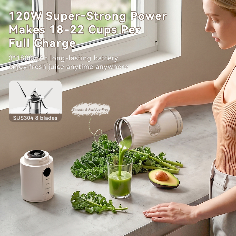 CEOOL FT612 portable blender 120W strong power, SUS304 8 blades, residue-free blending, OEM ODM